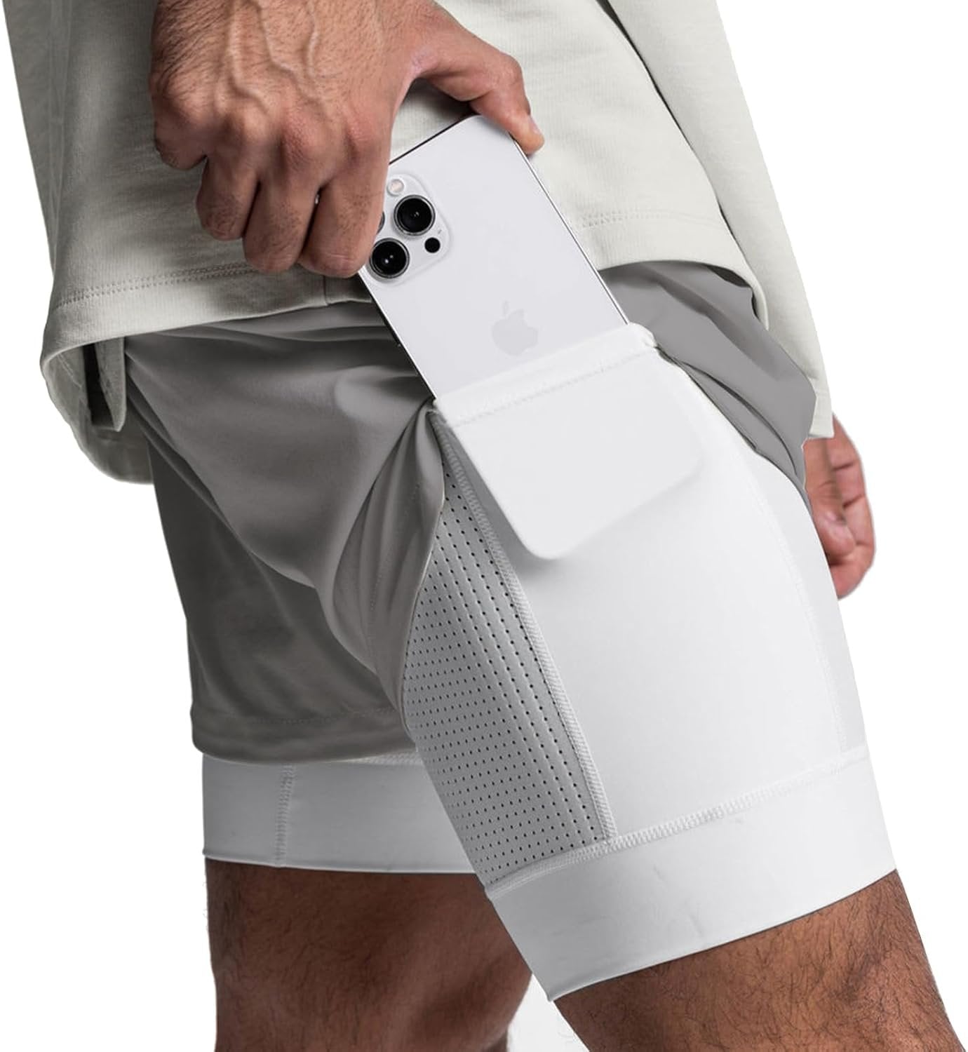 XYKJFIT Mens 2 in 1 Workout Running Shorts with Liner Quick Dry Athletic Gym Shorts with Pockets