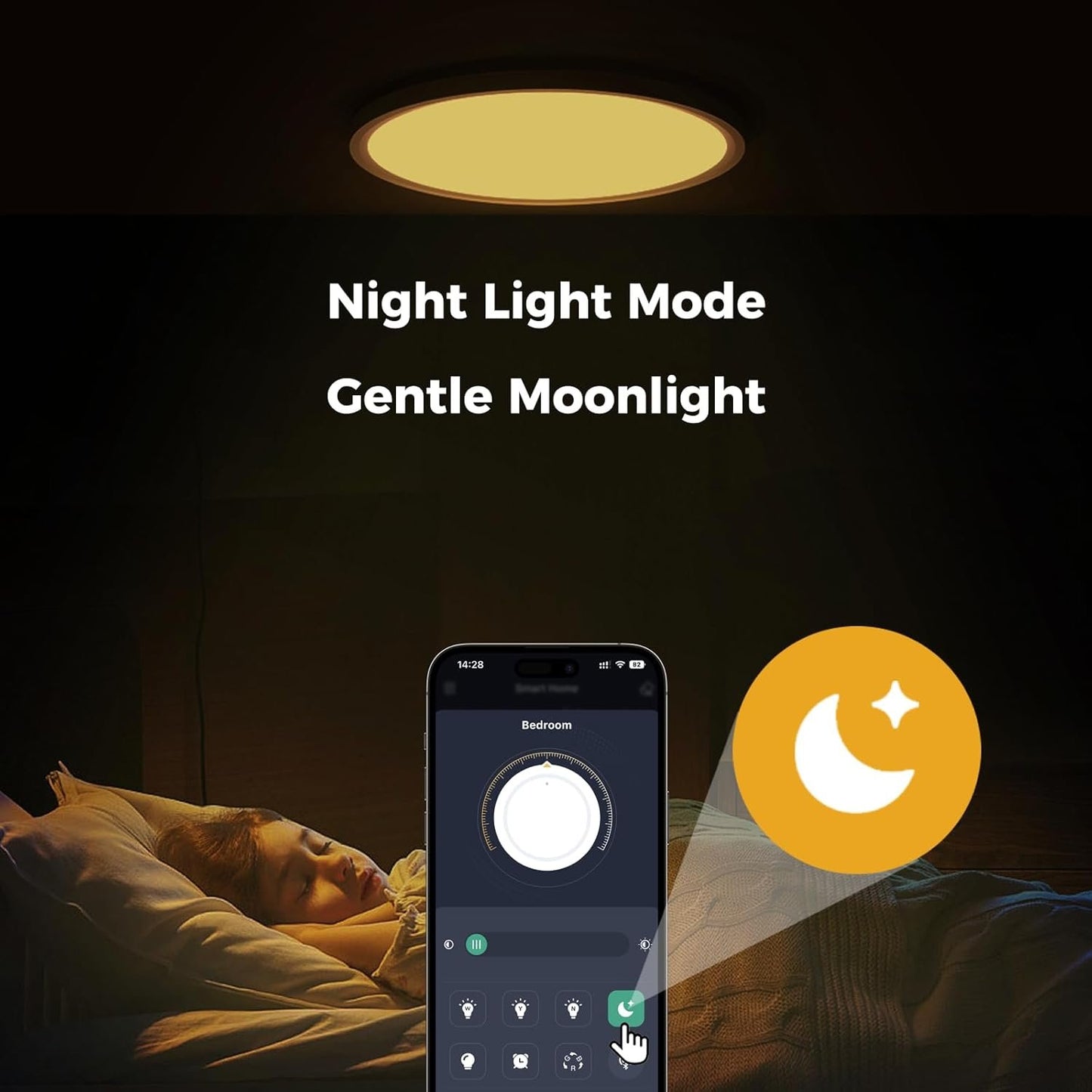 Aphyni Smart Ceiling LED Lights 15.8 Inch, 36W 3600LM Ceiling Lights with Remote 2700-6000K, Ultra-Thin Round RGB Flush Mount Ceiling Light for Bedroom Kids Room - CE/ERP