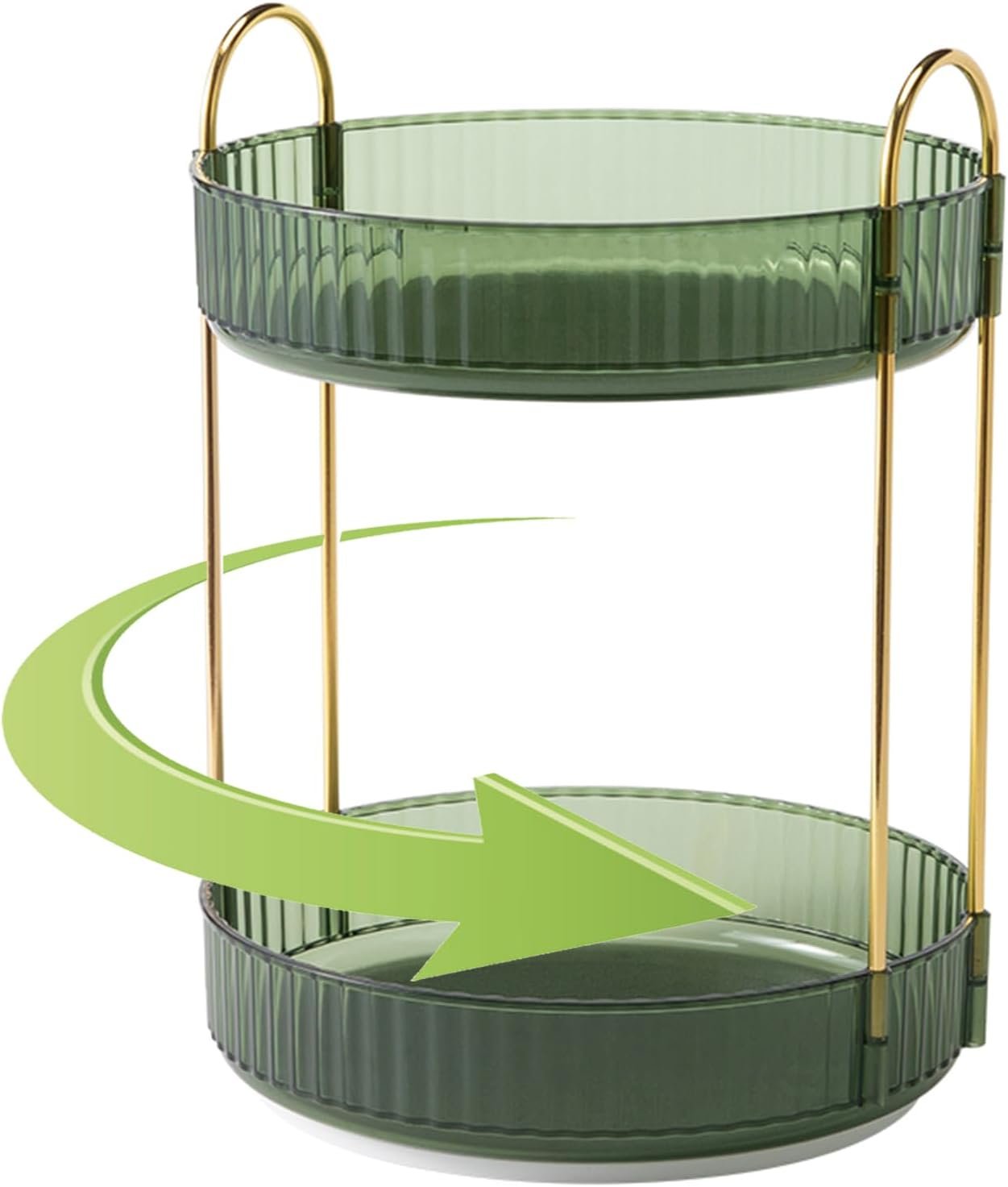 Rotating Makeup Organizer, 2 Tier Large Capacity Perfume Organizer Makeup Organizer, Cosmetic Organizer for Vanity Bathroom Bedroom, Green