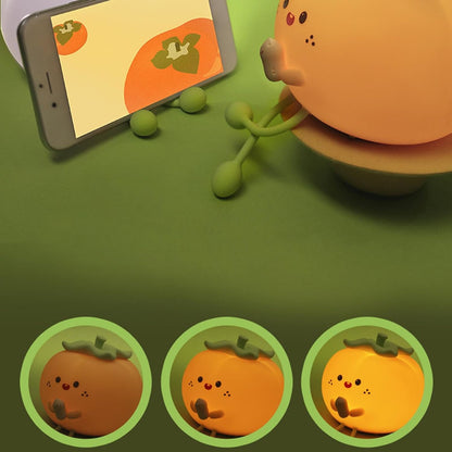 Silicone Lamp - Adorable Persimmon Multi-Color Lamp | 3 Dimmable, Touch-Sensitive, Rechargeable, Night Light for Kids, Soothing Bedtime Ambience