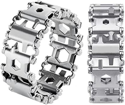Multitool Bracelet for Men, 29 in 1 Tools Stainless Steel Multifunctional Bracelet, Travel Friendly, Multitool Survival Bracelet Suitable for Sailing Travel Camping Hiking