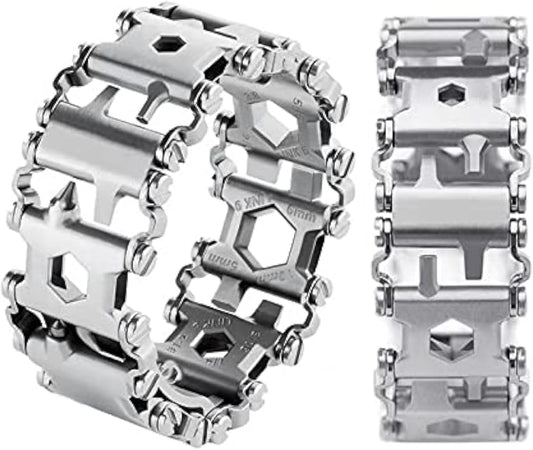 Multitool Bracelet for Men, 29 in 1 Tools Stainless Steel Multifunctional Bracelet, Travel Friendly, Multitool Survival Bracelet Suitable for Sailing Travel Camping Hiking