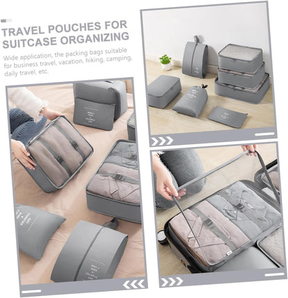 Healeved 1 set Travel Clothes Organizer Packing Bags for Shoes Toiletries Clothing Lightweight Durable Storage Pouches for Organization Grey