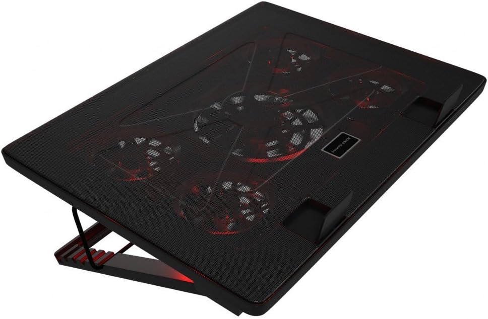 Mars Gaming MNBC2 Cooling Base for Gaming Laptops up to 17.35 inches (5 Ultra-Silent Fans, Red LED, 2 x USB 2.0), Black and Red