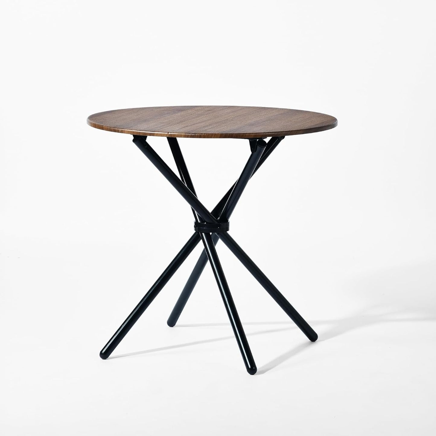 Homy Casa Round Dining Table - 31.5 Inch 2 Person Little Industrial Reception Table with Crossed Leg Support for Dining Room Kitchen, Espresso