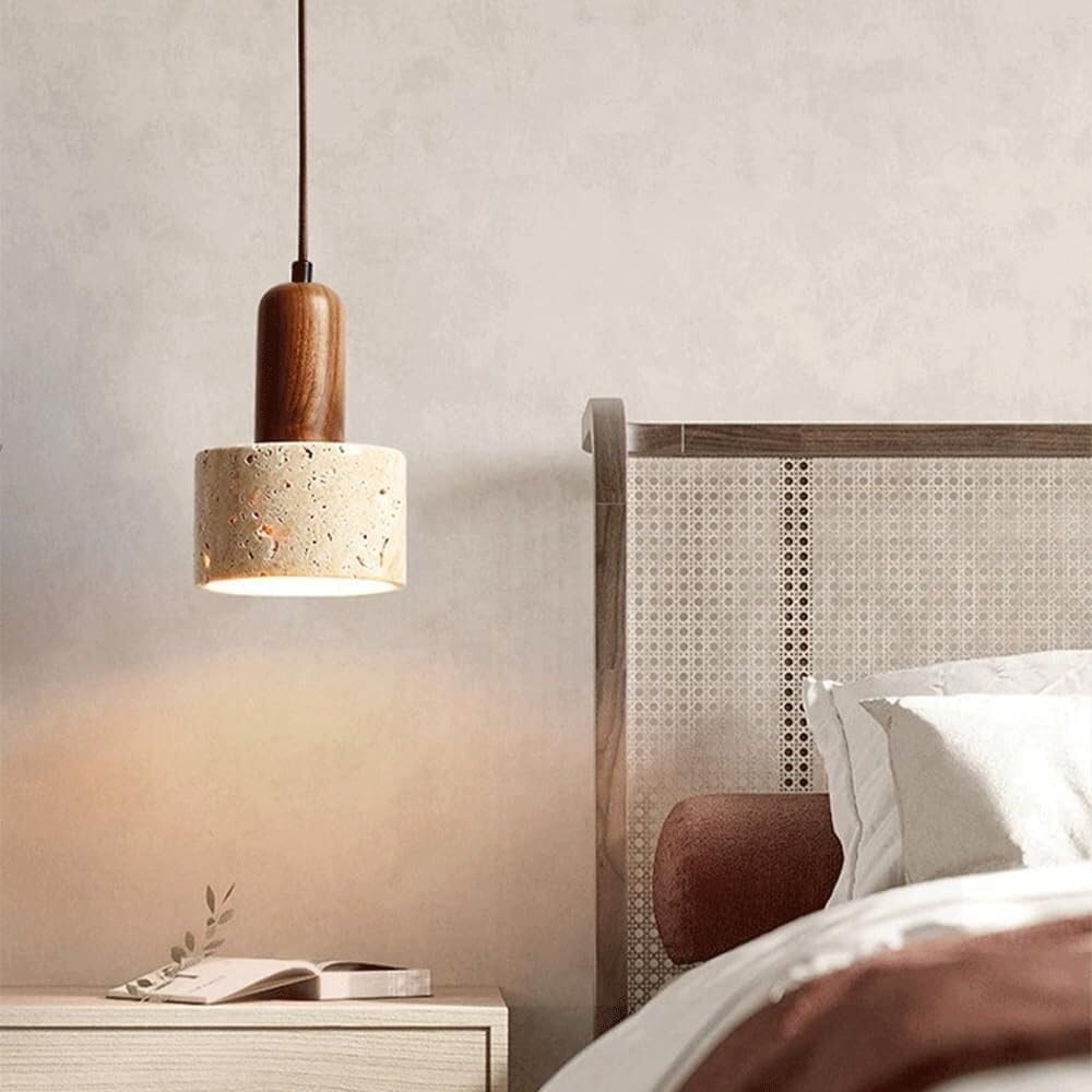 YPDTSNGV Simple Creative Bedroom Bedside Chandelier Wabi-sabi Style Yellow Travertine Bar Living Room Premium Feeling Pendant Light Dining Room Ambience Decorative Ceiling Light Fixture