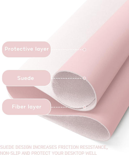 YSAGi Non-Slip Desk Pad,Mouse Pad,Waterproof PVC Leather Desk Table Protector,Ultra Thin Large Desk Blotter, Easy Clean Laptop Desk Writing Mat for Office Work/Home/Decor (Pink, 31.5" x 15.7")