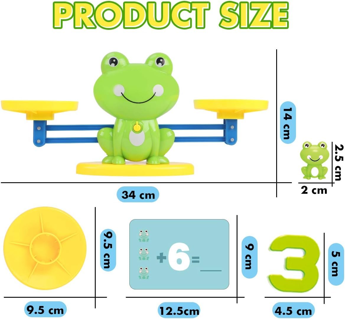 REMOKING Montessori Toys for Toddlers 3+, Math Games Balance Learning Set, Early Activity Sensory Education Learning Toys for 3 4 5 6 7 Year Old Boys Girls Birthday Gift, Including Frog,Card,Number