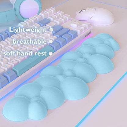 MANBASNAKE Cloud Mouse Pad Wrist Support Keyboard Wrist Rest Set with Ergonomic Memory Foam,Non-Slip Base,Cloud Coasters for Home,Office,Laptop,Desktop Computer,Easy Typing Pain Relief-Blue 003