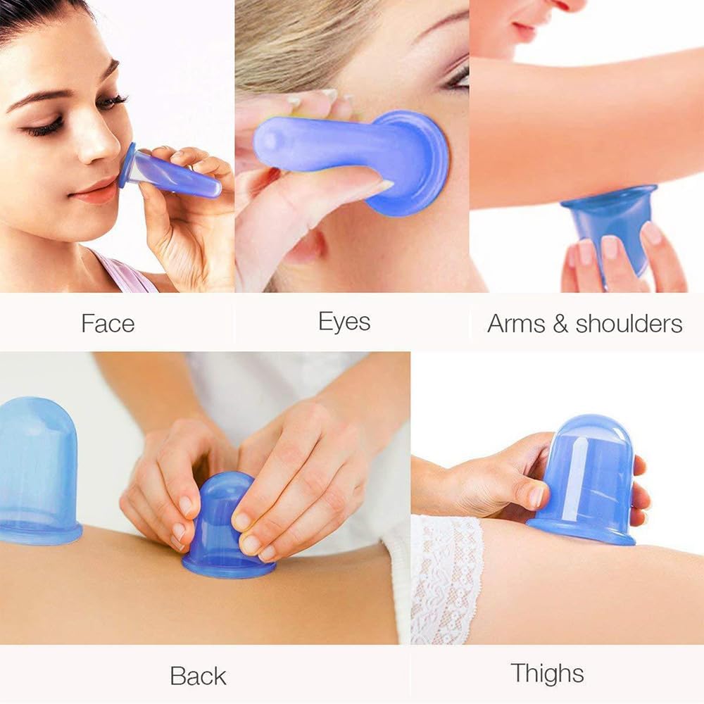 ETERNALLOOG Cupping Therapy Cups - Silicone Cups Set Firm for Muscle Soreness Pain Relief Body Neck Knee, Body Sculpting Cup, Deep Muscle Massager, Anti Cellulite Joint Pain Recovery (4 Sizes)