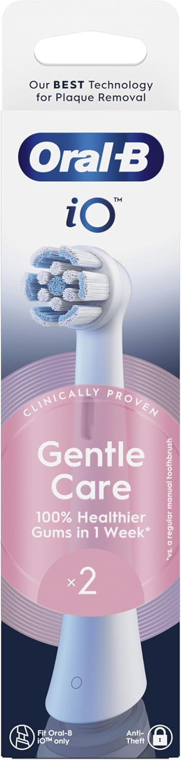 Oral-B iO Series Gentle Care White Replacement Heads Original Round Heads for Sensitive Gums 2 Heads