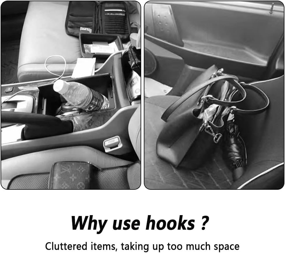 4PCS Headrest Hooks for Car,Cool Carbon Fibre Car Purse Holder Hook Multifunctional Car Phone Holder,Universal Car Interior Accessories Car Hooks for Seat (Carbon Fibre)