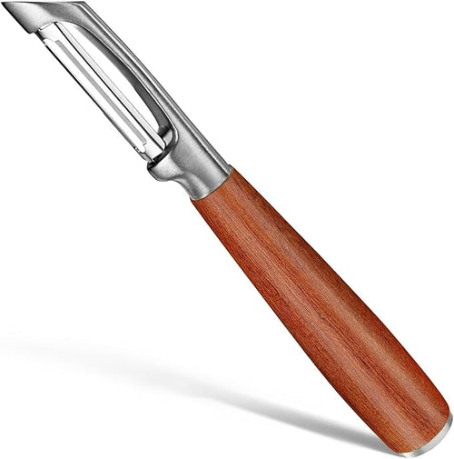 KU LUNER Premium 304 Stainless Steel Multifunctional Kitchen Fruit and Vegetable Peeler with Real Wood Handle，Ultra Sharp Strong Blade