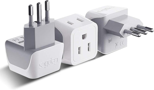 Ceptics Canada to Italy, Chile, Libya Travel Adapter (Type L) - Dual Input - Ultra Compact - Charge your Cell Phone, Laptops, Tablets (CT-12A, 3 Pack)