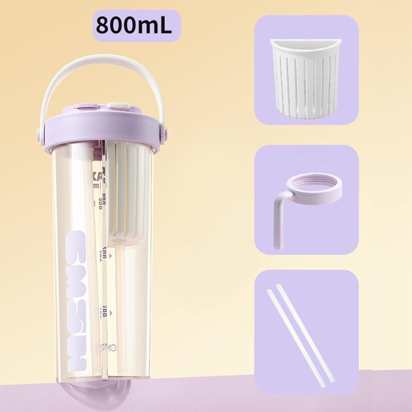 Buhyujkm Split Drinking Cup | 800ml 2 Use Water Bottle,Stylish Portable Travel Bottle, Two Sided Cup with Divider for Hydration, Camping, Backpacking, Travel