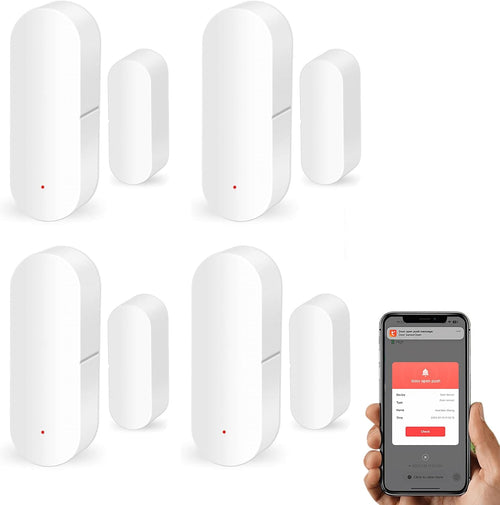 Comboss Smart WiFi Door Sensor Detector, Wireless Real-Time Alarm, Security Door Opening Contact Sensor for Business Intrusion Alarm, 4 Pack