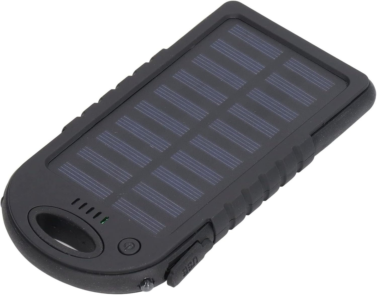 GRCFUMO 5000mAh Solar Power Bank, Solar Charging Powerbank, Portable Power Bank, External Battery Power Bank with 12LED Flashlight for Outdoor Camping Fishing Black