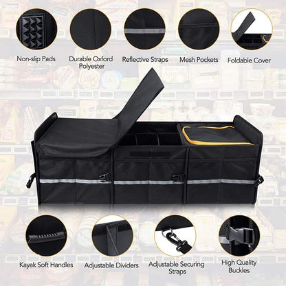 axGear Car Trunk Storage Box Cargo Organizer Collapsible Adjustable Lid for Car SUV