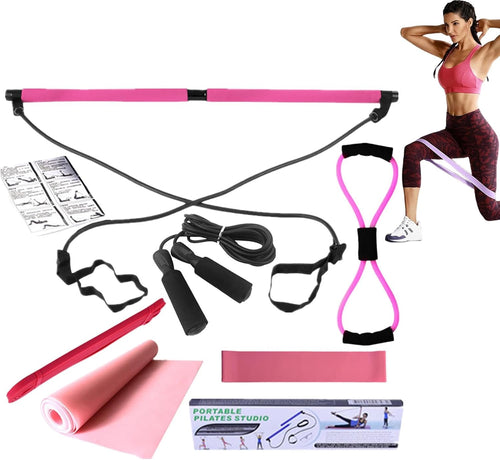 Gupcaqosjw Pilates Equipment Set - Pilates Bar Yoga Bands Resistance Band | 8X Home Gym Accessories Yoga Set, Workout Equipment for Stretching Legs, Hip, Waist & Arm