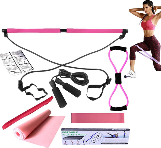 Gupcaqosjw Pilates Equipment Set - Pilates Bar Yoga Bands Resistance Band | 8X Home Gym Accessories Yoga Set, Workout Equipment for Stretching Legs, Hip, Waist & Arm