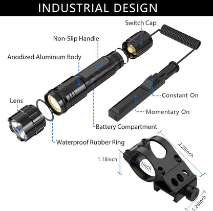 AUKEPATE Flashlight Rechargeable LED 1200 Lumens Flash Light, Charging Port Tactical Flashlights High Lumens