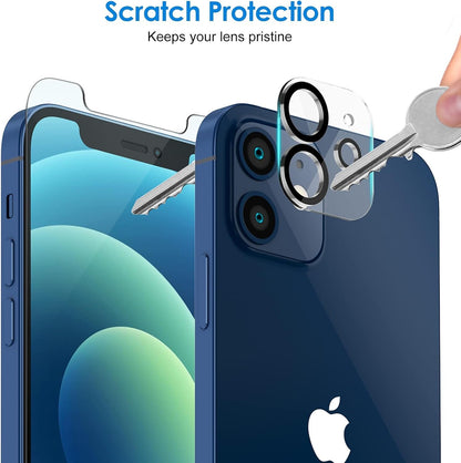 JETech Screen Protector for iPhone 12 6.1-Inch with Camera Lens Protector, Tempered Glass Film, 2-Pack Each