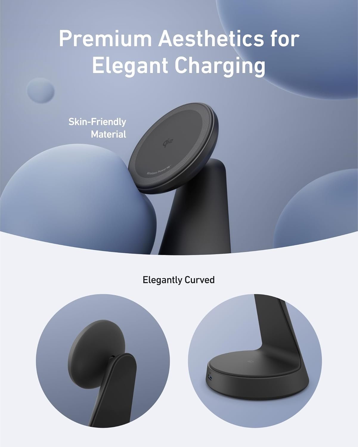 Anker MagSafe Compatible 2-in-1 Charging Stand, iPhone 16 Wireless Charger, Qi2 Certified 15W Ultra-Fast, Adjustable and Super Strong, for iPhone 16/15/14/13/12 Series, AirPods (Charger Not Included)