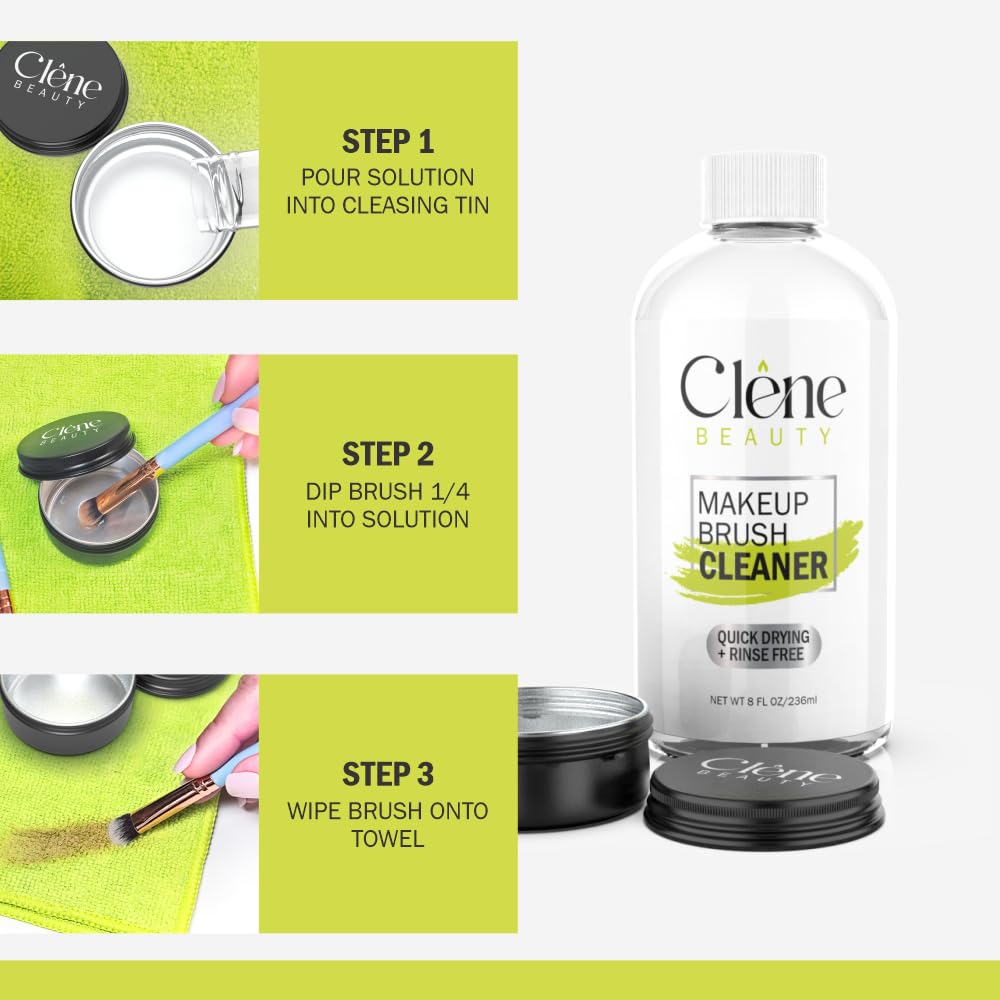 Makeup Brush Cleaner - Makeup Brush Cleaner Solution - Rinse Free - Quick Drying Make up Brush Cleaner - Removes Oily Foundation - Deep Cleaning for Makeup Brushes (8 Oz Bottle)