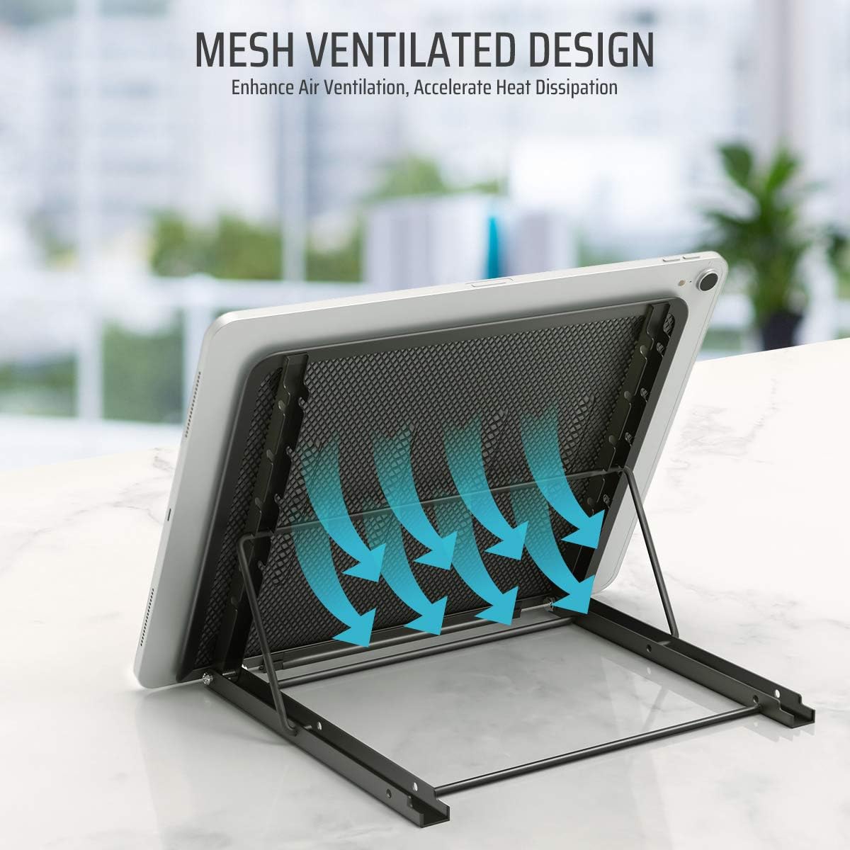 Lidasen Laptop Stand Tablet,Foldable Portable Ventilated Desktop Laptop Holder, Cooling Stand (10"-15.6") compatible with Dell XPS, HP, Lenovo,Universal Lightweight&Adjustable Ergonomic Tray (Black)