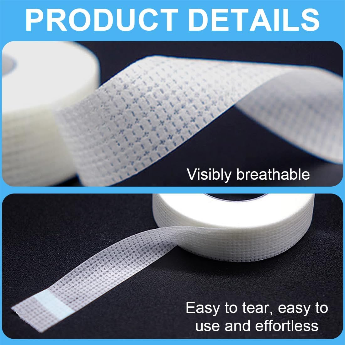 SGERUFZ 6 Rolls Eyelash Tape, Breathable Eyelash Adhesive Tape, Eyelash Insulating Tape for DIY Extensions, Eyelash Lamination, Make Up Accessories (zwei Materialien)