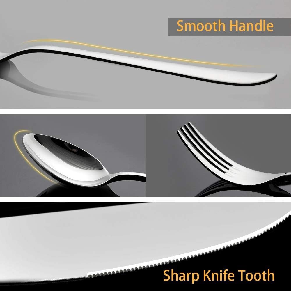 Flatware Set, 20-Piece Elegant Silverware Cutlery Set, Stainless Steel Utensils Service for 4, Include Knife/Fork/Spoon, Mirror Polished, Dishwasher Safe