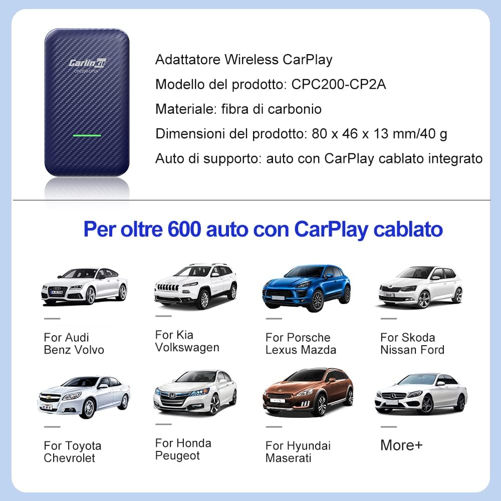 Carlinkit 4.0 Apple CarPlay and Android Auto Wireless Adapter 2 in 1 for CarPlay Wired Car Model Year: 2016-2023, Plug & Play, Support Online Update/Messages/Maps/Music...