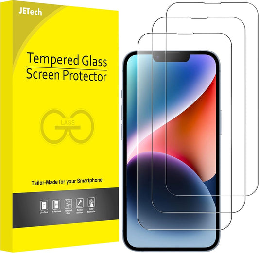 JETech Full Coverage Screen Protector for iPhone 16e 2025, iPhone 14 6.1-Inch, 9H Tempered Glass Film Case-Friendly, HD Clear, 3-Pack