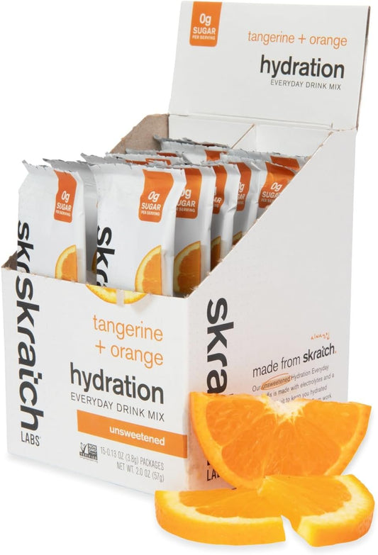 Skratch Labs Sugar Free Electrolyte Powder - Hydration Packets - Everyday Unsweetened Drink Mix - Tangerine + Orange - 15 Servings - Keto, Vegan, Non-GMO