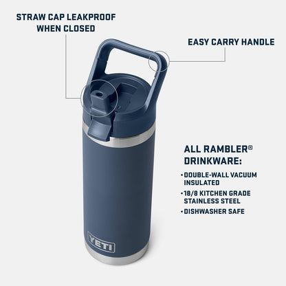 YETI Rambler 18 oz Bottle, Vacuum Insulated, Stainless Steel with Straw Cap, Papaya