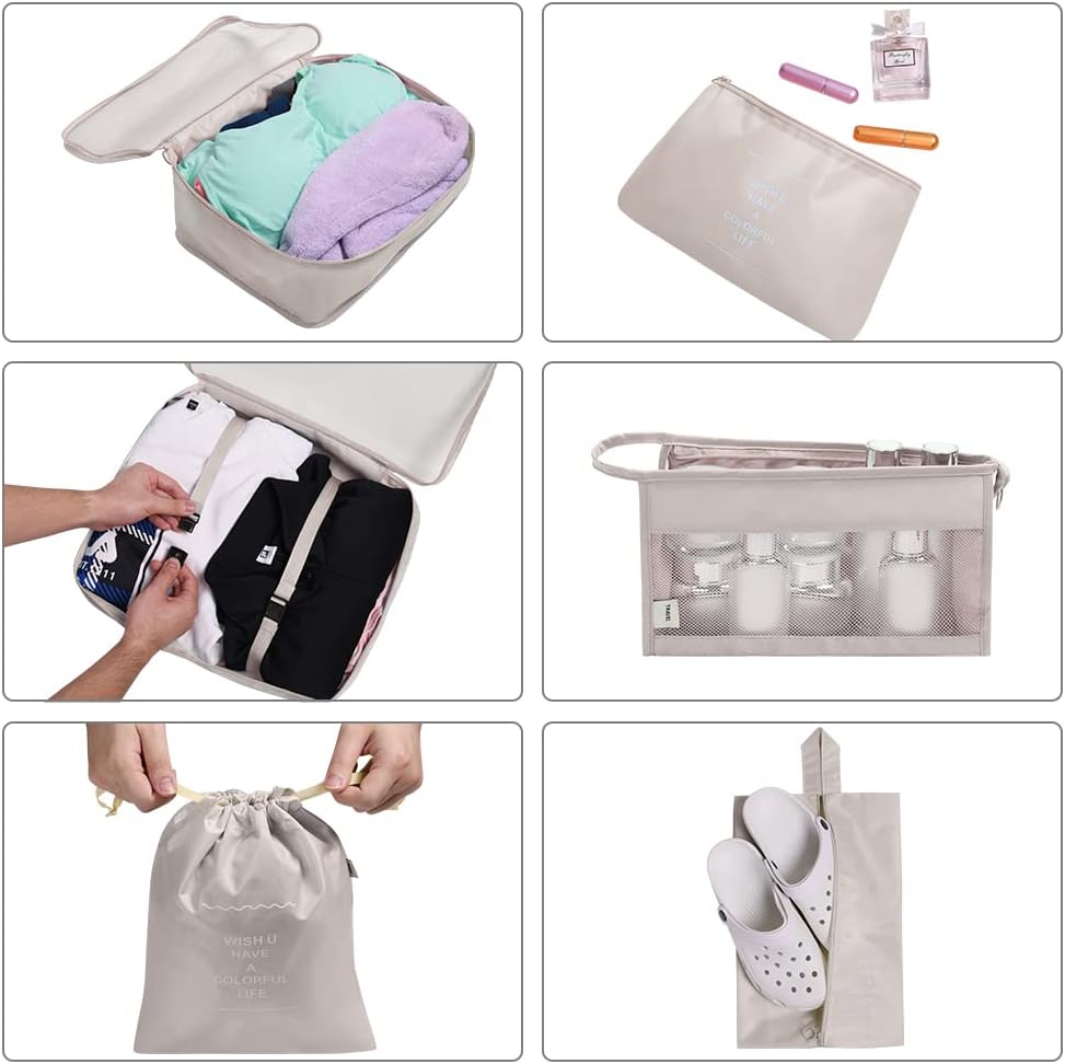 OSDUE Luggage Organizer, 8 Pieces Travel Organizer Travel Accessories, Space-Saving Suitcase Packing Cubes, Clothing Underwear Footwear Organizer Classification Backpack Travel