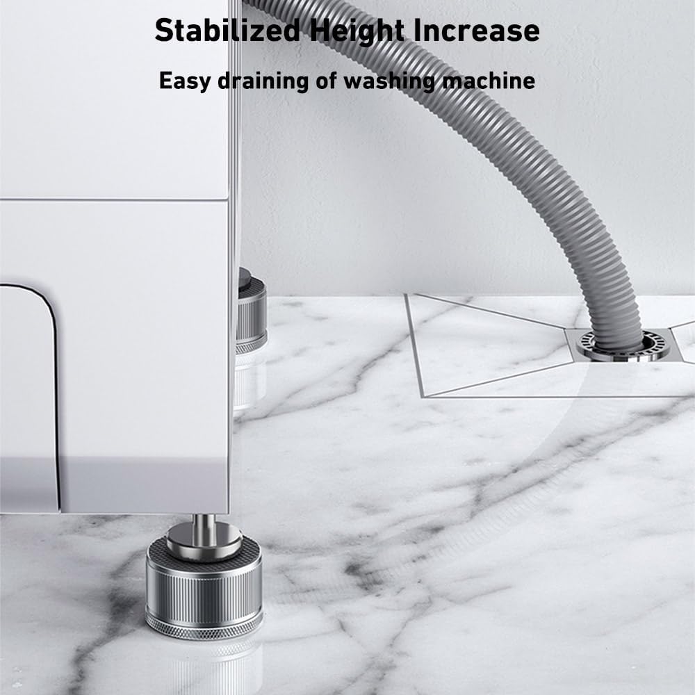 Niciksty Set of 4 Adjustable Metal Furniture Feet Height 23-42 mm, Bed Riser, Table Riser, Chair Riser, Sofa Riser, Silver