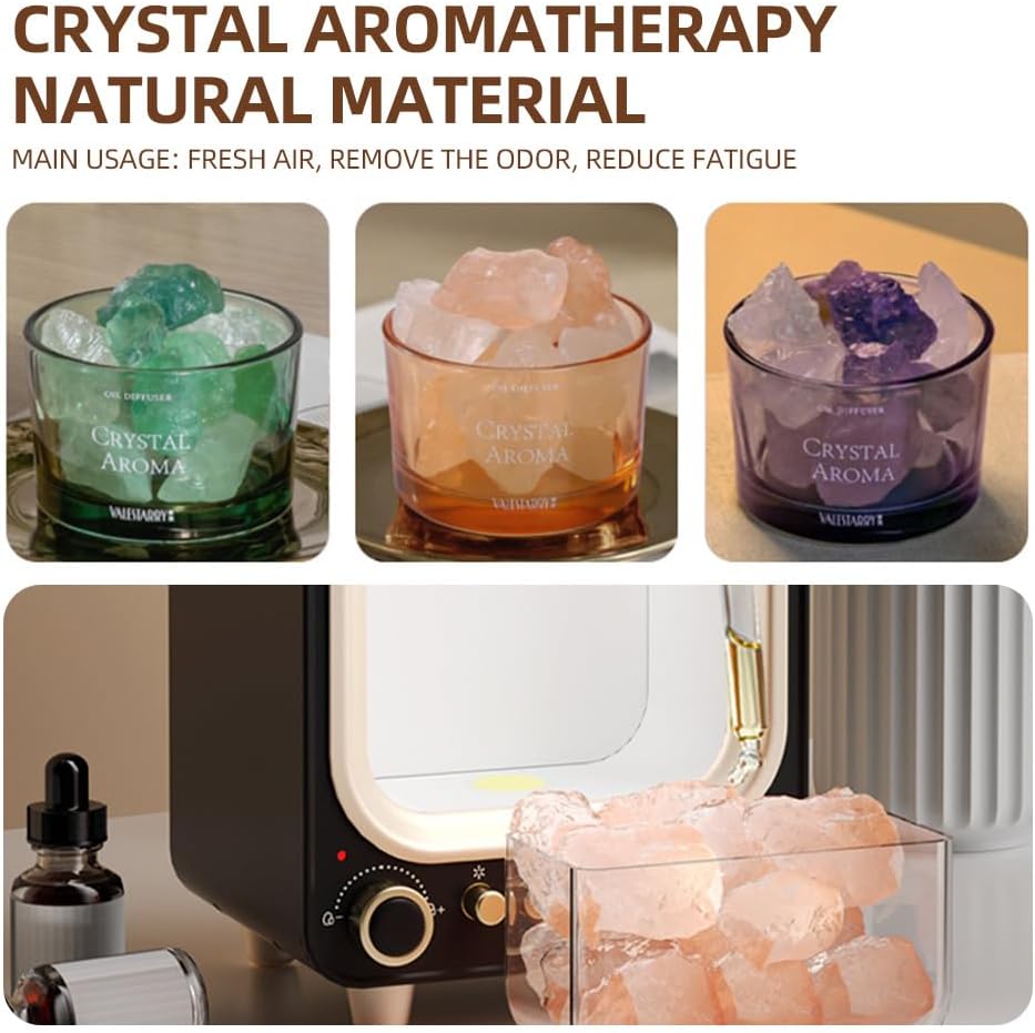 Essential Oil Diffuser Crystal Stone Aromatherapy Diffuser Humidifier with LED Night Light BT5.0 200ml Ultrasonic Quiet Cool Mist Air Humidifier for Home Bedroom Office
