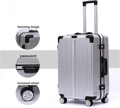 Suitcases Suitcases with Wheels Aluminum Frame Carry On Luggage Security Combination Lock Suitcase Adjustable Trolley Luggage Travel(Size:20 inches)