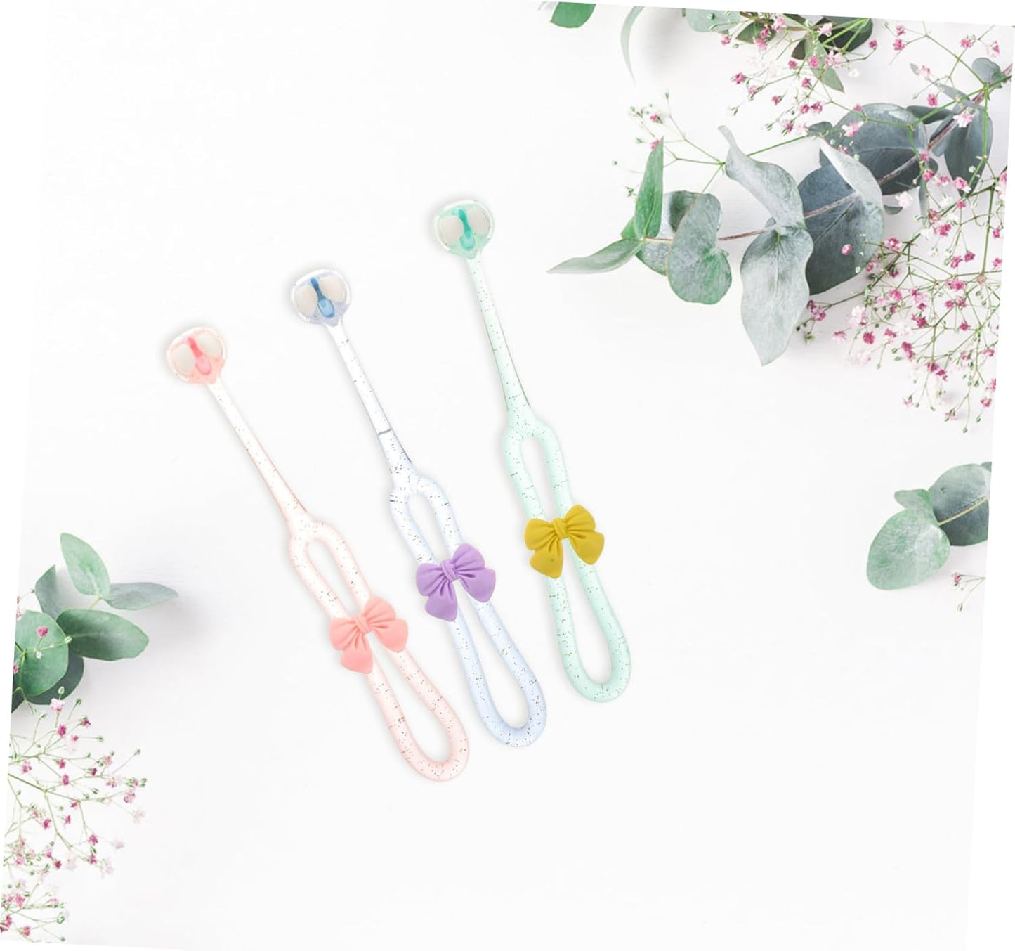BIUDECO 3pcs Three Sided Girl Toothbrush: Three Bristles For Kids Soft And Gentle For Complete Tooth And Gum Care For Ages Cleans All Sides