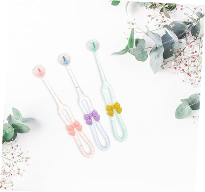 BIUDECO 3pcs Three Sided Girl Toothbrush: Three Bristles For Kids Soft And Gentle For Complete Tooth And Gum Care For Ages Cleans All Sides