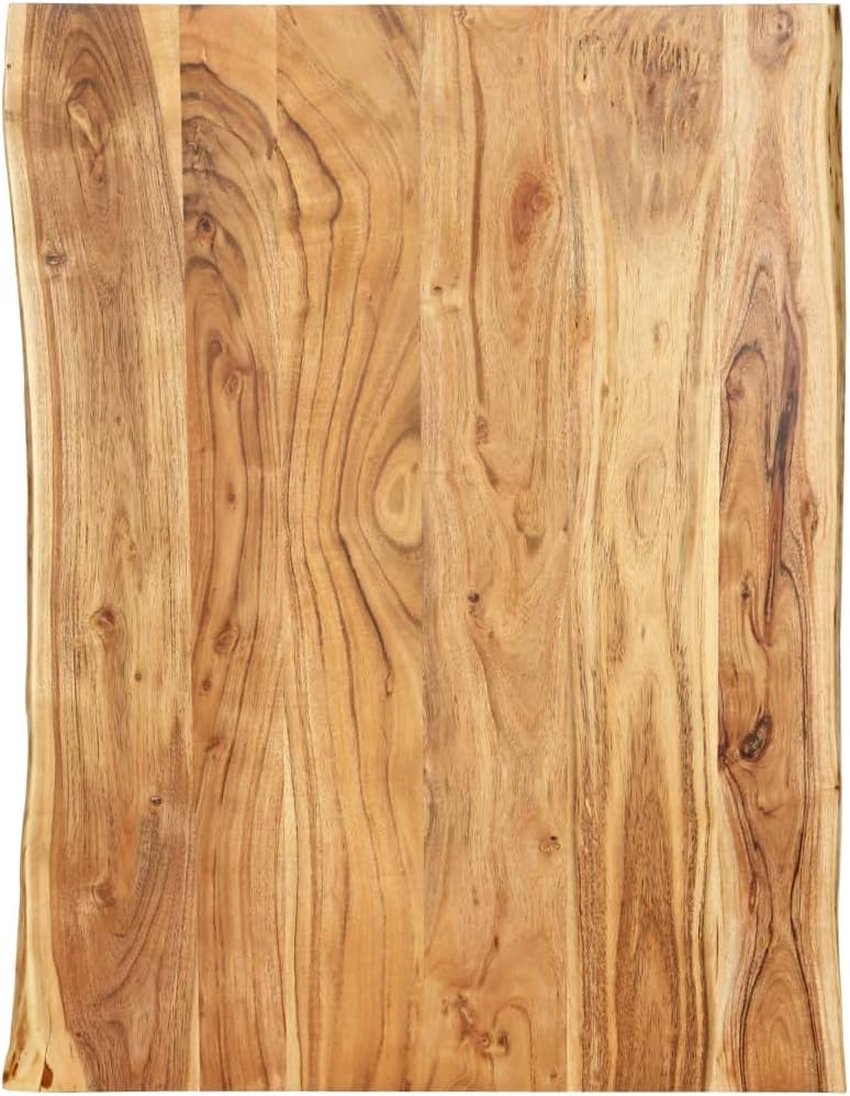 vidaXL Acacia Wood Table Top - 80x60cm Rectangular Kitchen Tabletop, Coffee Table Desk Top, Brown, Wooden, Live Edge Finish