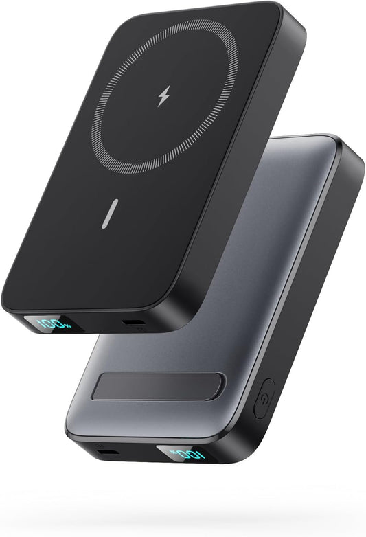Magnetic Portable Charger 10800mAh Wireless Power Bank with Foldable Stand,LED Display 25W USB-C in/Output Fast Charging External Battery Pack for Magsafe,iPhone 16/15/14/13/12 Pro/Pro Max/Plus Series