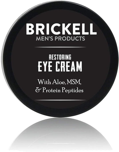 Brickell Men's Restoring Under Eye Cream for Men, Natural and Organic Anti Aging Eye Balm For Puffiness, Wrinkles, Dark Circles, Crows Feet and Under Eye Bags, 0.5 Ounce, Unscented