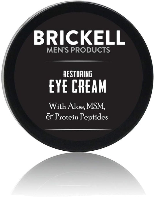 Brickell Men's Restoring Under Eye Cream for Men, Natural and Organic Anti Aging Eye Balm For Puffiness, Wrinkles, Dark Circles, Crows Feet and Under Eye Bags, 0.5 Ounce, Unscented