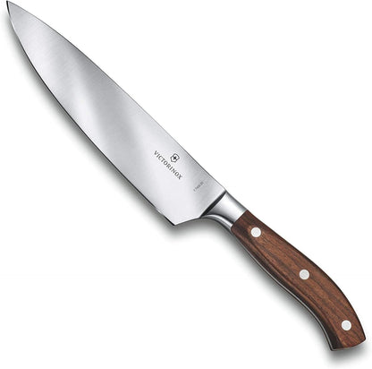 Victorinox Grand Maitre Chef's Knife - Sharp Kitchen Knife with Straight Edge - Ergonomic Cooking Knife - Premium Kitchen Essentials - Wood Handle, 8"