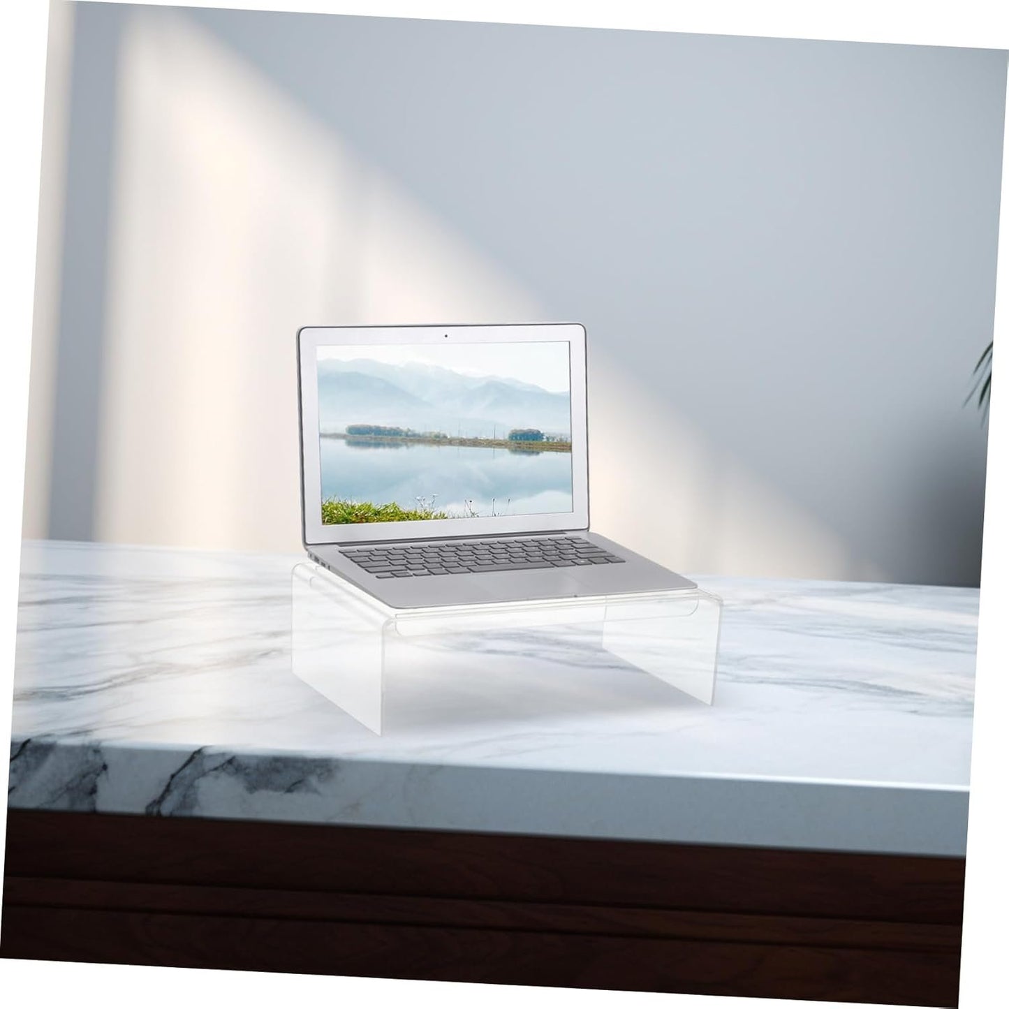 jojofuny Clear Acrylic Monitor Stand Riser for Home Office Ergonomic Laptop Riser with Sturdy Design for Computer Displays Enhances Posture and Workspace Organization