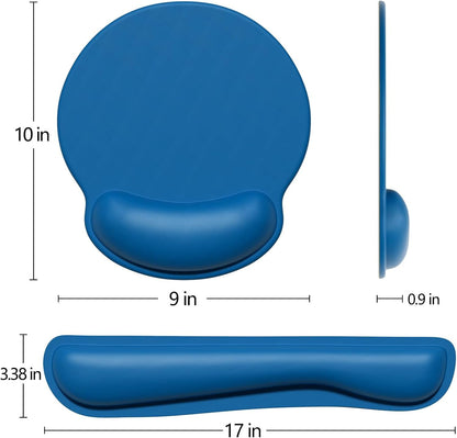 Dapesuom Keyboard Wrist Rest and Mouse Pad with Wrist Support, Memory Foam Cushion for Keyboard and Mouse Set, Ergonomic Desktop Pad Rests with Non Slip Base for Easy Typing & Pain Relief, Dark Blue