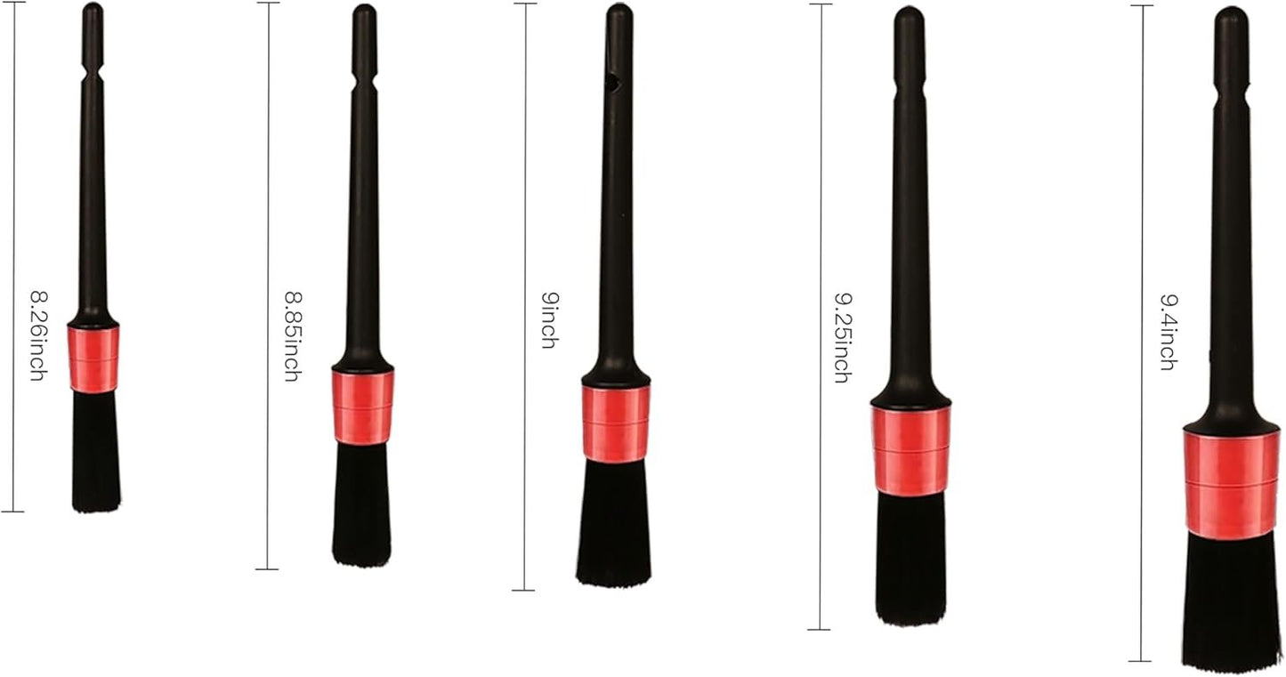 Car Detailing Brush Set, Scratch-Free Soft Bristle Brushes for Interior and Exterior Cleaning, Wheels, Air Vents, Dashboard, and Leather Surfaces, 5 Pcs