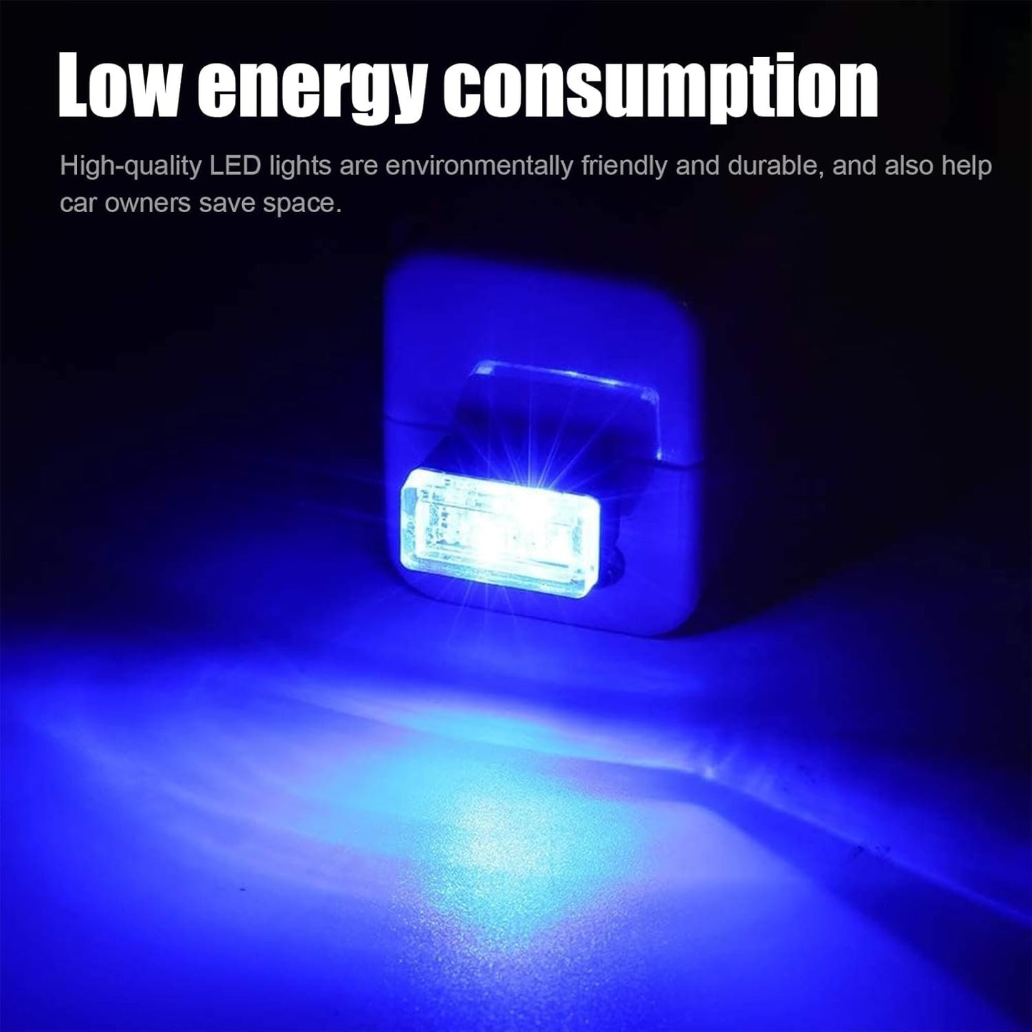 Ziciner 4 PCS USB LED Car Interior Atmosphere Lamp, Portable Mini LED Night Light, Plug-in USB Interface Trunk Ambient Lighting Kit, Universal Car Interior Accessories (Blue)